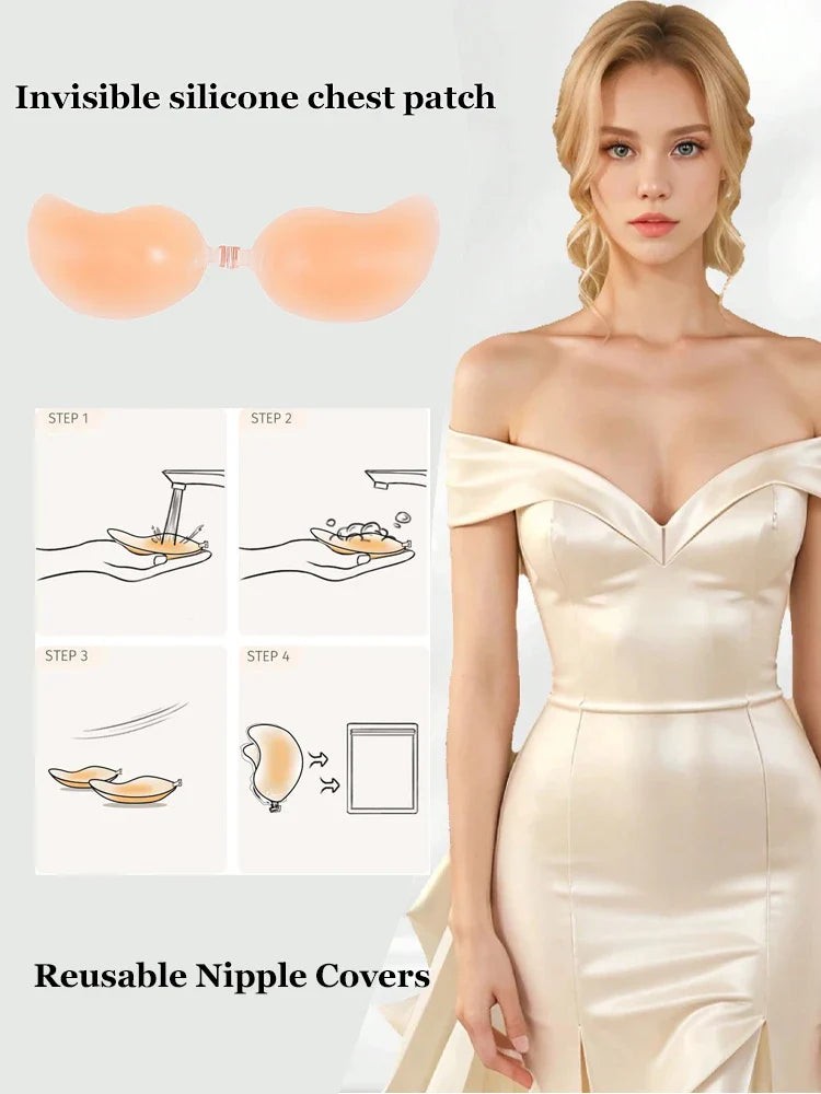 Soutien-gorge adhésif invisible – Coussinets de maintien réutilisables pour femmes