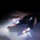 Guantes con linterna LED: impermeables, sin dedos, para exteriores 